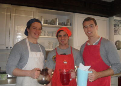 Volunteers serving drinks